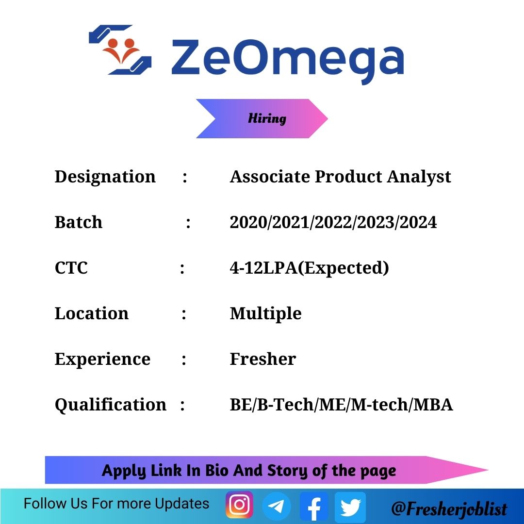 Zeomega Off-campus Drive 2024 hiring Associate Product Analyst