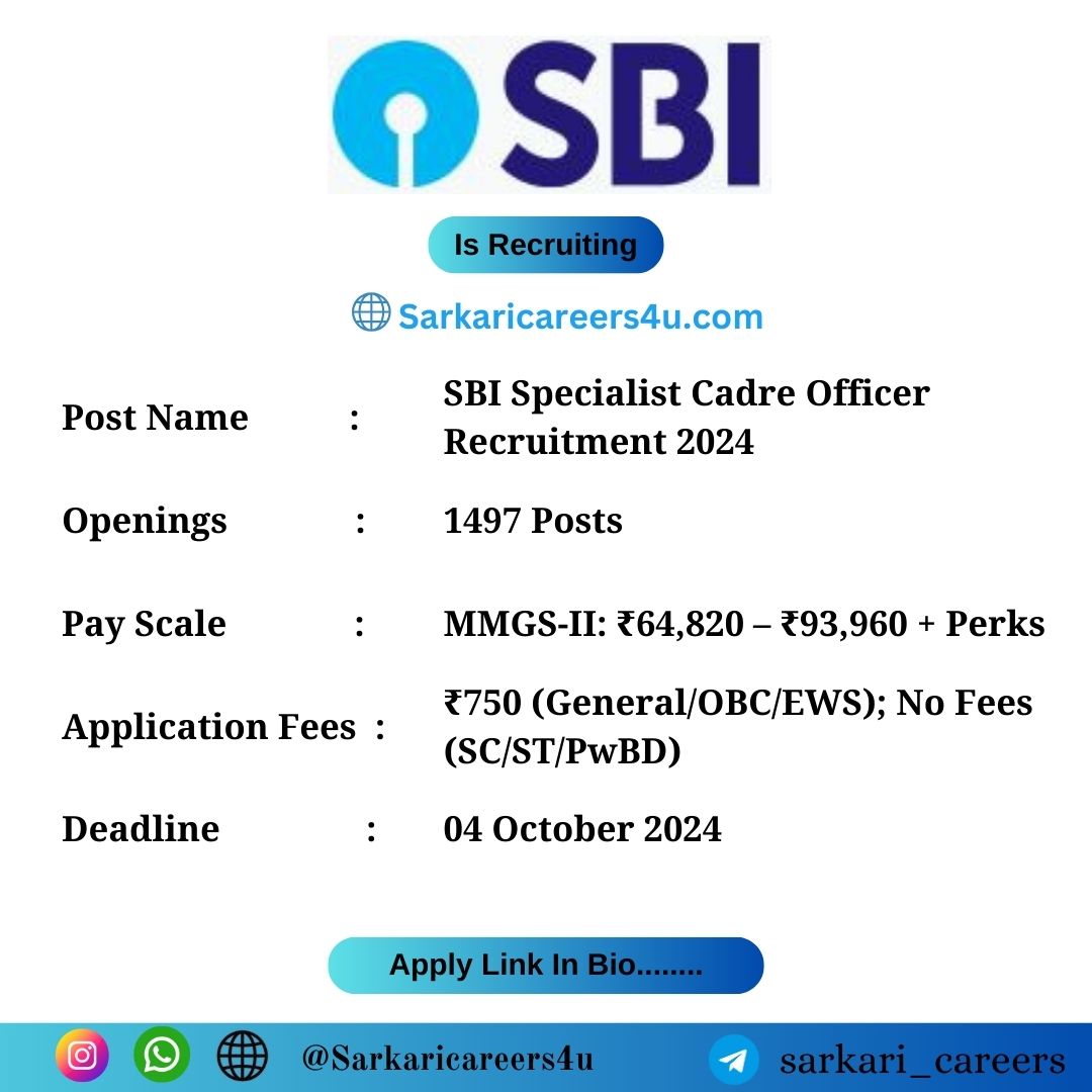 State Bank of India Multiple Posts Recruitment 2024