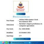 Odisha Police Junior Clerk Recruitment 2024