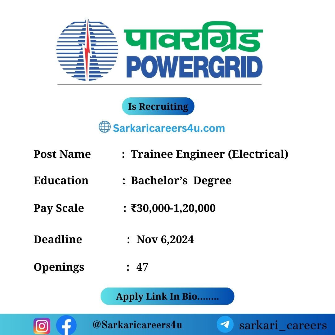 POWERGRID Trainee Engineer Recruitment 2024