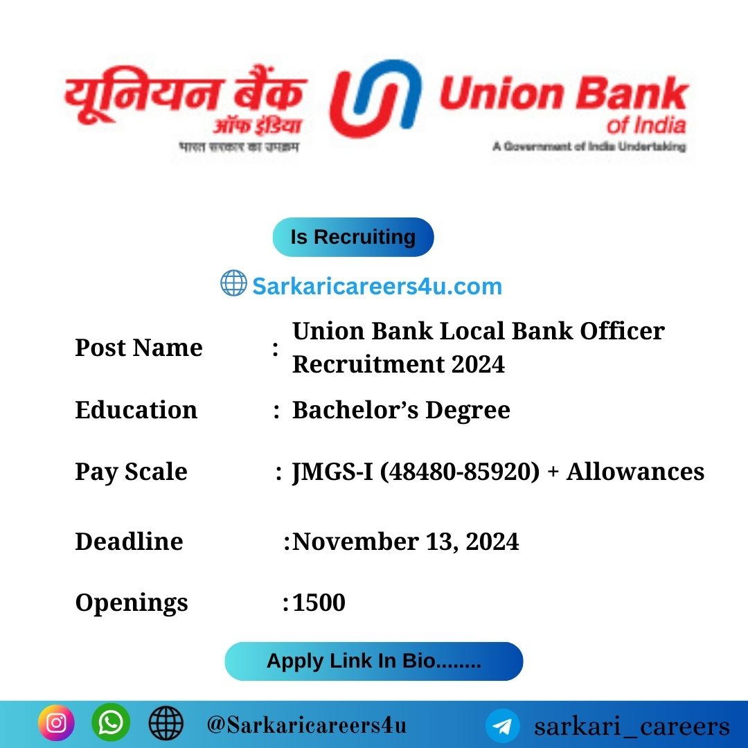 Union Bank Local Bank Officer Recruitment 2024