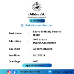 OSSC LTR Teacher Recruitment 2024: 6025 Openings