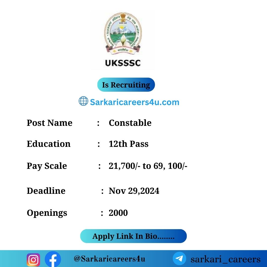 UKSSSC Constable Recruitment 2024: 200 Openings