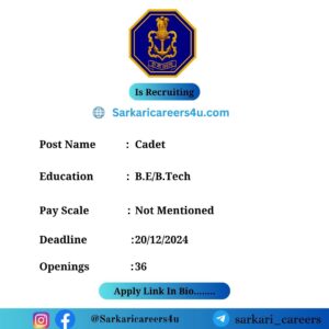 INDIAN NAVY 10+2 B.Tech Entry Permanent Commission Recruitment 2025: 36 Openings