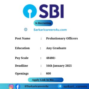 State Bank of India Probationary Officers Recruitment 2024: 600 Openings