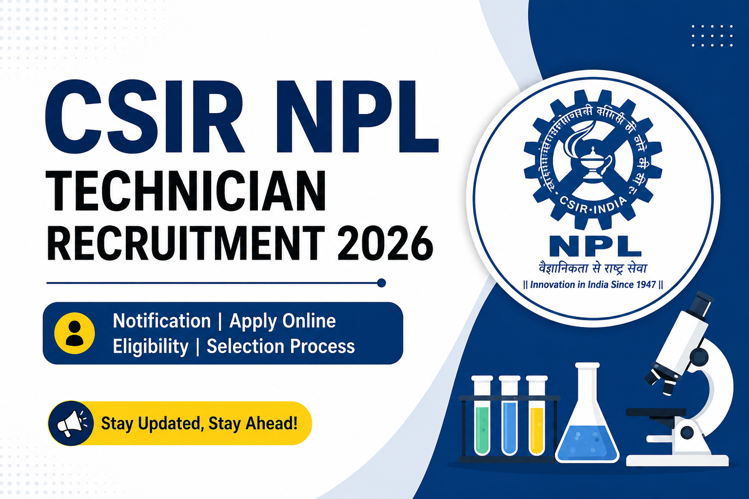 CSIR NPL Technician Recruitment 2026